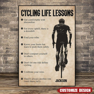 Personalized Cycling Life Lessons Poster- Gift For Cycling Lovers