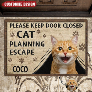 Cats Planning Escape-Personalized Photo Doormat-Gift For Cat Lovers