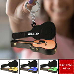 Personalized Guitar Keychain - Gift For Guitar Lover