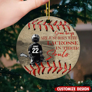 Some Boys Are Just Born With Lacrosse - Personalized Ceramic Ornament - Gift For Lacrosse Lover