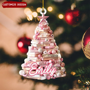 Personalized Christmas Book Tree Name Ornament-Gifts For Book Lover-2024 New Release