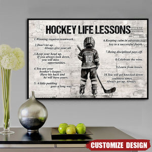 Personalized Hockey Boy Poster - Gift For Young Hockey Fans