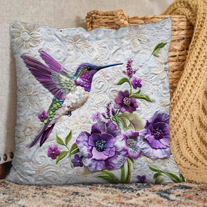 Purple Hummingbird Pillow - Gift For Bird Lovers