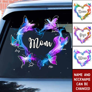 Grandma Mom Colorful Smoke Heart Butterflies Personalized Sticker Decal