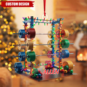 2024 New Release - Personalized Barbell Fitness Christmas Ornament， Gift For Gym Lover