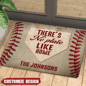 There's No Plate Like Home - Personalized Baseball Doormat