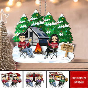 Personalized Camping Couple Christmas Hanging Wooden Ornament - 2024 New Release