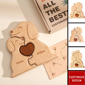 Personalized Wooden Dogs Family Puzzle - Gift For Couple,Family