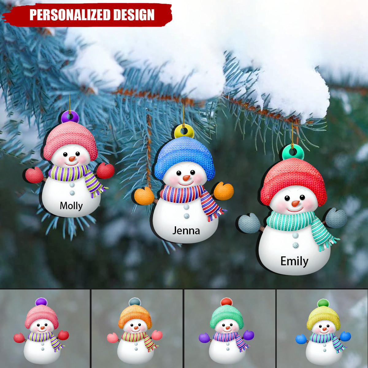 Personalized Snowman Family Christmas Ornament