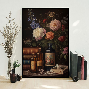 Vintage Flowers And Books Poster- Gift For Book Lovers