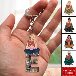 Personalized Gift For Book Lovers Keychain Alphabet Letter