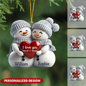 2024 New Release Couple Snowman First Christmas - Personalized Acrylic Ornament