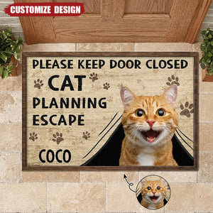 Cats Planning Escape-Personalized Photo Doormat-Gift For Cat Lovers