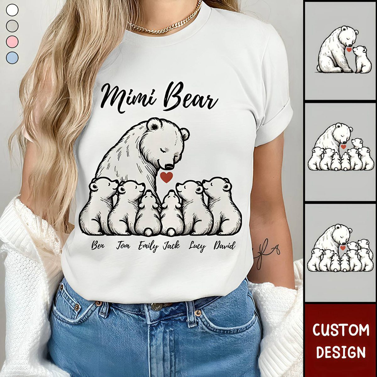 Grandma/ Mama Bear With Little Bear Kids Personalized T-shirt