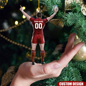 Personalized Rugby Player Christmas Ornament - Gifts For Rugby Lovers