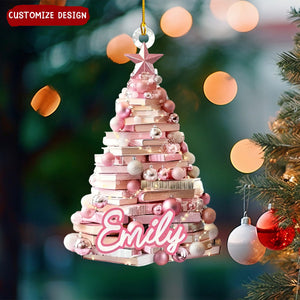 Personalized Christmas Book Tree Name Ornament-Gifts For Book Lover-2024 New Release