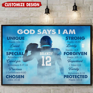 God Says I Am-Personalized Football Boy Poster-Gift For Football Lovers