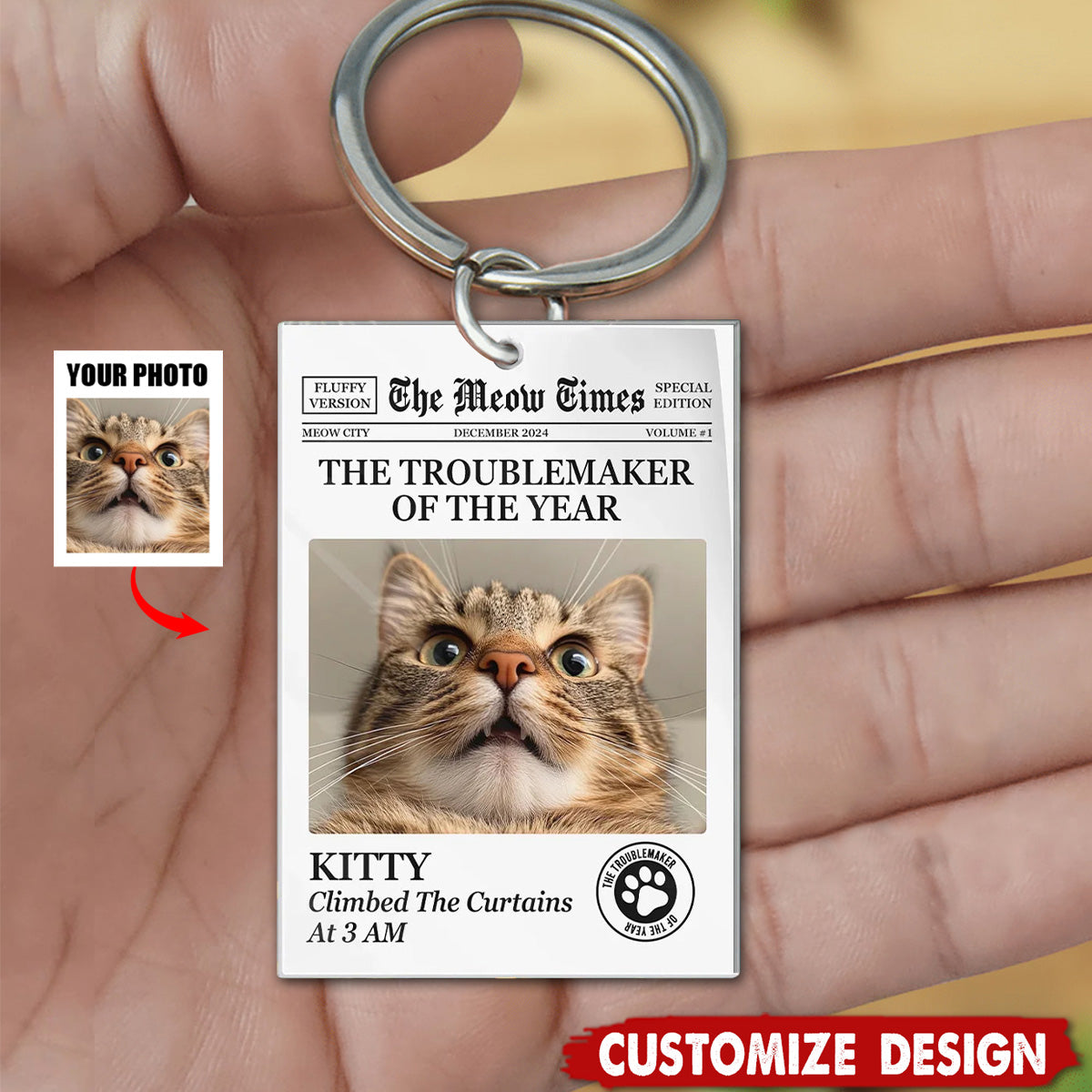 The Troublemaker Of The Year  - Personalized Cat Dog Keychain - Gift For Pet Lovers