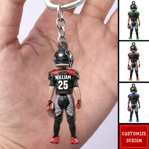 Personalized Kid American Football Keychain - Gifts For Young American Football Lovers