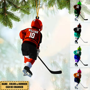 Custom Ice Hockey Acrylic Car / Christmas Ornament,Gifts For Son/Grandson With Custom Name, Number