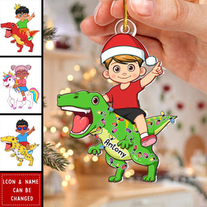 Personalized Christmas Gift For Grandson Kid And Dinosaur Ornament  - 2024 New Release