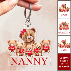 Grandma/ Mama Bear With Little Bear Kids Personalized Acrylic Keychain - Gift For Grandma/Mom