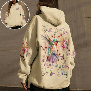 Just Breathe Hummingbird All Over Print Hoodie - Gift For Bird Lovers