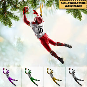 Personalized American Football Lover/player Christmas Hanging Ornament