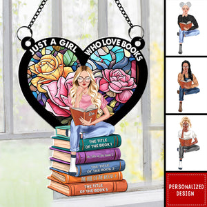 New Release - Girl Reading Book-Personalized Suncatcher Ornament-Gifts For Book Lover Girl