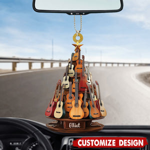 Personalized Classic Guitar Car Ornament - Gift for Music Lovers, Guitar Players