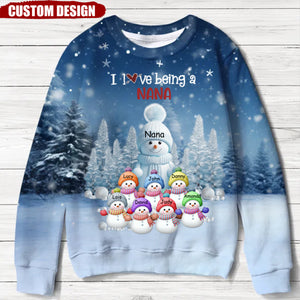 Christmas Blue Vibe Snowman Grandma Mom Colorful Kids Personalized Sweatshirt