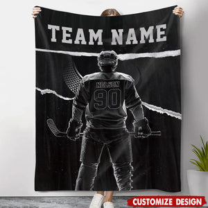 Personalized Hockey Boy Blanket, Gift For Hockey Lovers,Players