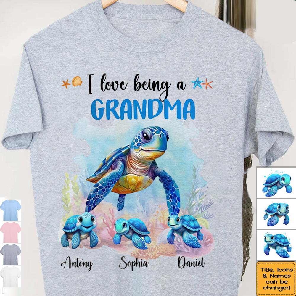 Gift For Grandma I Love Being A Grandma Sea Turtle Ocean Personalized ...