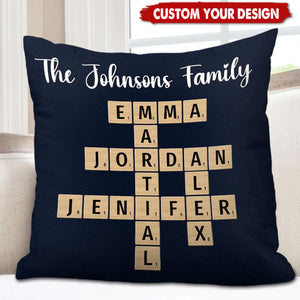 Personalized Family Crossword Puzzle Art Pillow