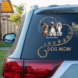 Cute Sitting Dog In Heart Personalized Decal - Gift For Dog Mom