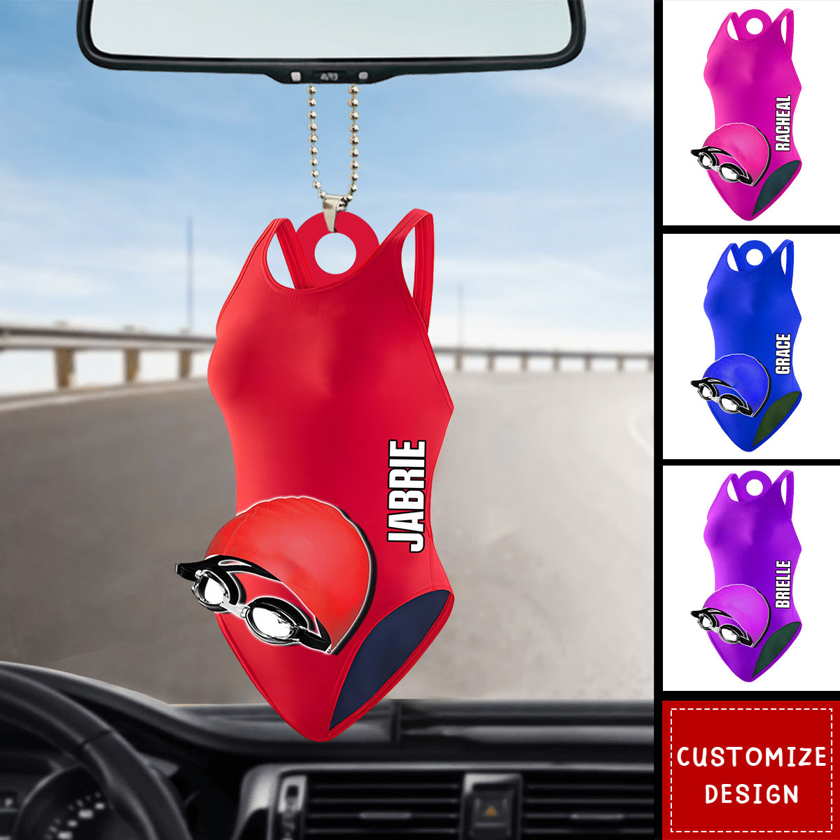 Personalized Swimmer Accessories Car Ornaments - Gift For Swimmer