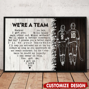 We're A Team-Personalized Romantic Hockey Couple Poster-Gift For Hockey-Loving Couple