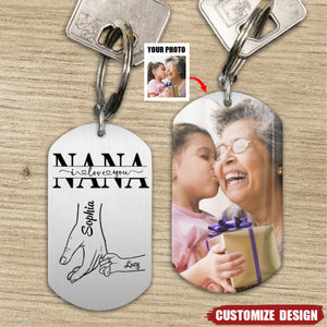 Mom Grandma We Love You Fist Bump - Personalized Stainless Steel Keychain