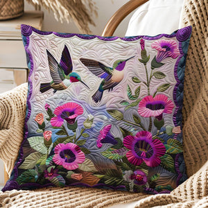 Purple Hummingbirds Pillow - Gift For Bird Lovers