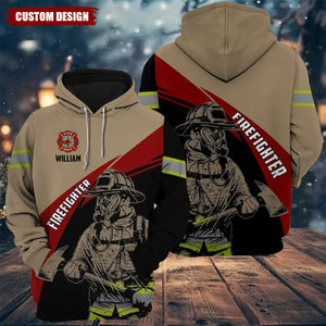 Personalized Firefighter Custom Name Fire Man Firefighter All Over Hoodie