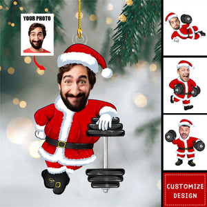 Personalized Photo Gym Santa Ornament - Gift For Gym Lovers