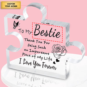 I Love You Forever - Personalized Puzzle Shaped Acrylic Plaque - Gift for Mom/Besties/Sister/Friends/Couples/Family