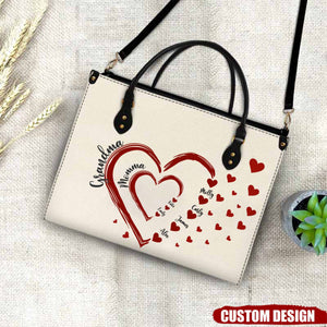 Mom's Grandma's Sweethearts - Gift For Mother, Grandmother - Personalized Leather Bag