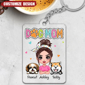 Exclusive Dog Mom Summer Vibes: Personalized Sassy Peeking Dogs Acrylic Keychain