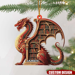 Personalized  Dragon bookshelf Ornament - Book Lover Gift - 2024 New Release