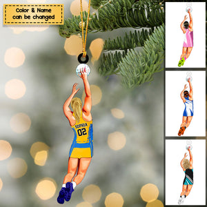 Personalized Netball Player Acrylic Christmas/ Car Hanging Ornament