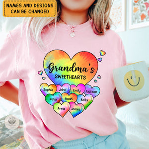 Grandma's Sweet Hearts Grandkids Tie Dye Shirt