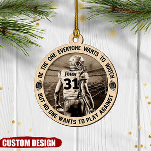 American Football Ornament - Personalized Wooden Ornament