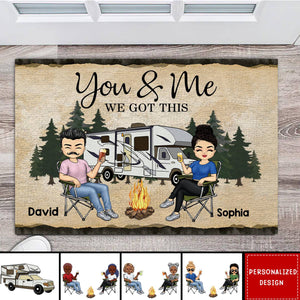 Camping Partners For Life Doll Couple Sitting-Personalized RV Doormat-Gift For Camping Lovers