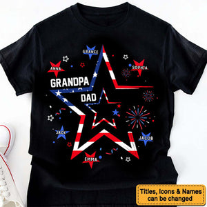 Personalized Dad Grandpa Stars Stripes 4TH July Shirt